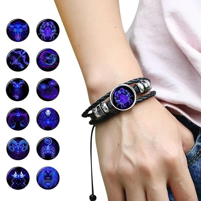 Zodiac Constellation Braided Leather Bracelet