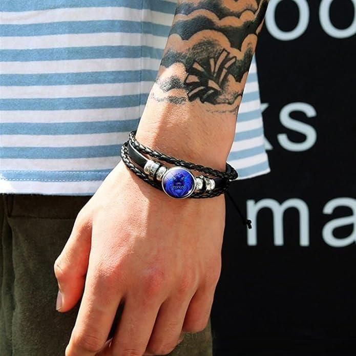 Zodiac Constellation Braided Leather Bracelet